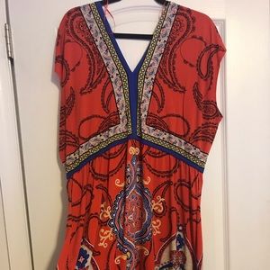 Style & CO NWOT orange print v neck dress